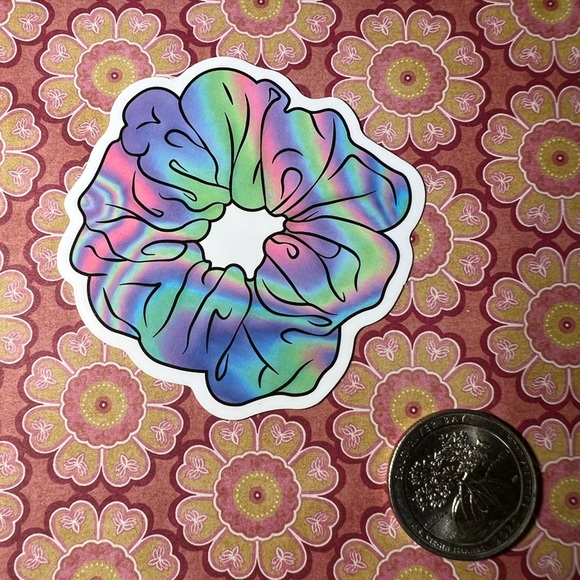 Scrunchie Retro Vintage Groovy Metallic Holographic AESTHETIC Single Sticker - Picture 2 of 3